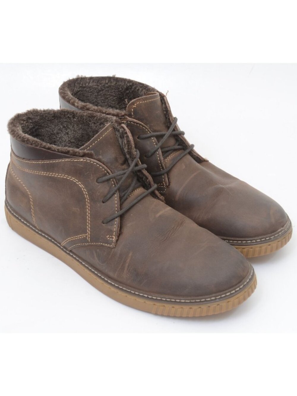 Johnston & Murphy 12M Wallace Genuine Shearling Chukka Boot Brown Leather Boot